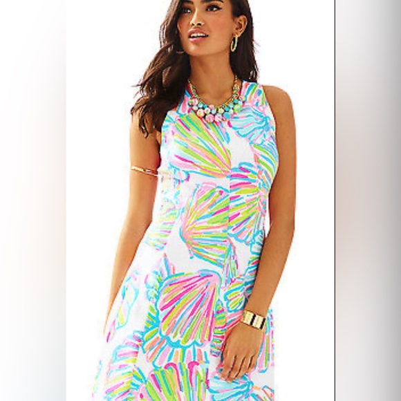 Lilly Pulitzer Felicity Resort White Shellabrate French Terry Fit & Flare Dress - Picture 1 of 4